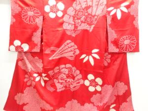 アンティーク　絞り檜扇に梅模様長襦袢